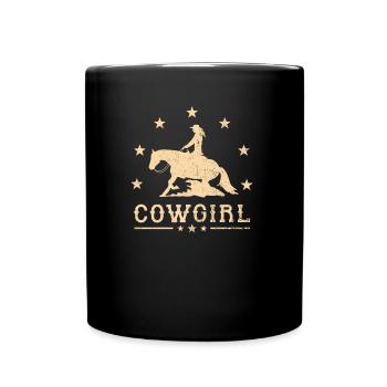 Westernreiten Reining Reiter Pferdeliebe Geschenk - Tasse einfarbig - Schwarz - Vorne