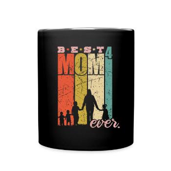 Meilleure maman Ever quatre fois maman maman avec 4 enfants - Mug uni - noir - Devant