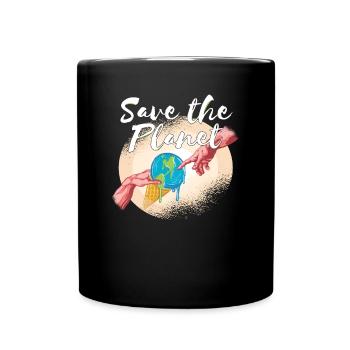 Rette den Planeten Earth Day Umwelt Erde schmilzt - Tasse einfarbig - Schwarz - Vorne