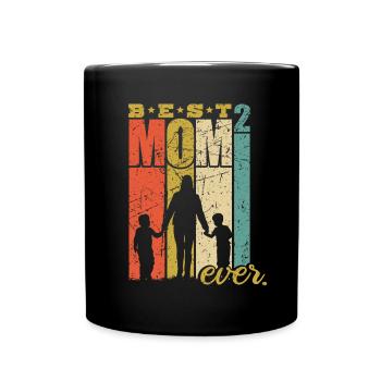 Best Mom ever zweifache Mutter Mama 2 Kinder - Tasse einfarbig - Schwarz - Vorne