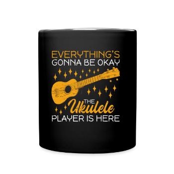 All right The ukulele player is here - Full Colour Mug - black - Front