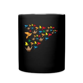 Japanese birds Design for a Happy man or woman - Full Colour Mug - black - Front