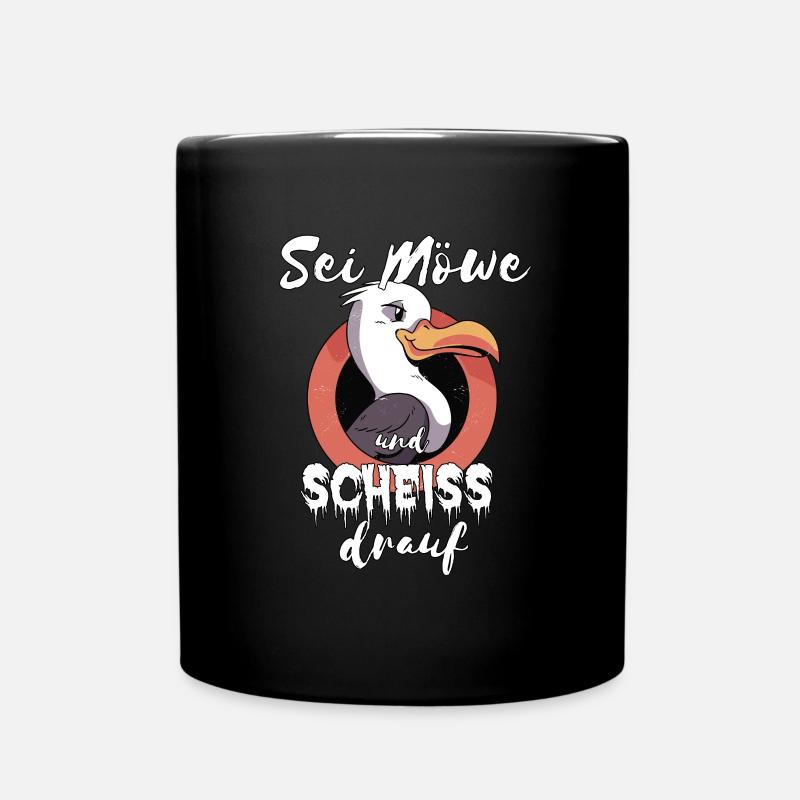 Sylt Möwe Spruch Scheiß drauf - Tasse einfarbig - Schwarz