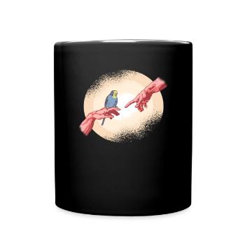 Blauer Wellensittich - Tasse einfarbig - Schwarz - Vorne