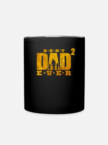 Best Dad Ever Vater 2 Kinder zweifacher Papa Vati - Tasse einfarbig - Schwarz