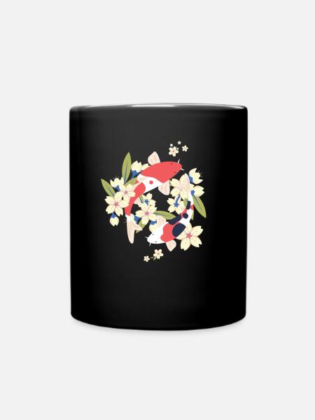 Koi Fisch Koi Fische Koiteich Teich Japan Geschenk - Tasse einfarbig - Schwarz