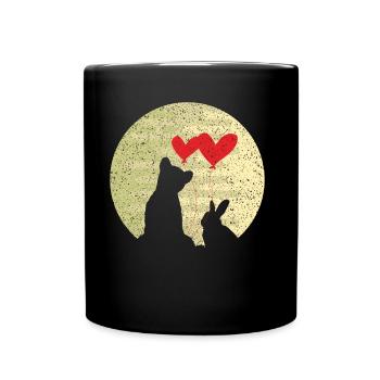 Niedliches Häschen-Bärn-Liebe Ring Ehe Beziehung - Tasse einfarbig - Schwarz - Vorne