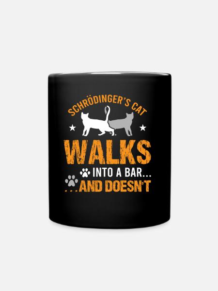 Chat de Schrödinger entre dans un bar et ne - Mug uni - noir
