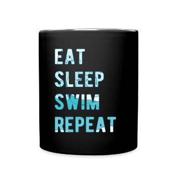 Schwimmen Design Eat sleep Swim Repeat - Tasse einfarbig - Schwarz - Vorne