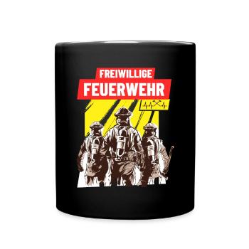 Freiwillige Feuerwehr Helden Feuerwehrmann - Tasse einfarbig - Schwarz - Vorne