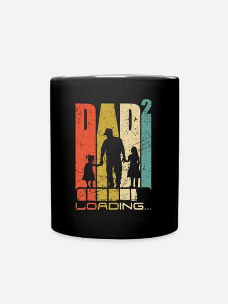 Papa 2 Töchter Vater werden Geschenk - Tasse einfarbig - Schwarz