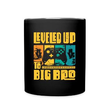 Big Brother Leveled Up Big Bro Gift Idea - Full Colour Mug - black - Front