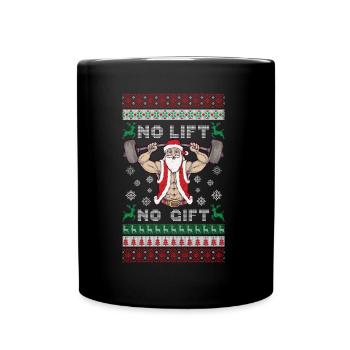 No Lift No Gift Gym Ugly Christmas Sweater - Full Colour Mug - black - Front