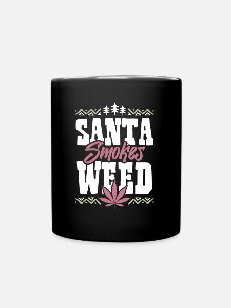 Santa Smokes Weed - Tasse einfarbig - Schwarz
