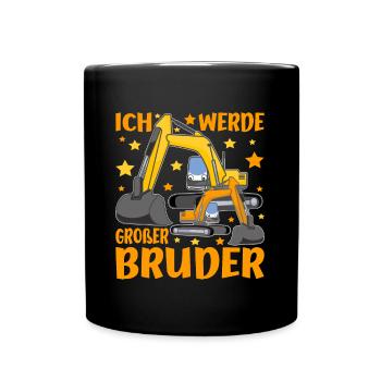 Grosser Bruder Bagger Ich Werde Großer Bruder - Tasse einfarbig - Schwarz - Vorne