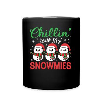 Chillin avec mes snowmies Drôle de Noël - Mug uni - noir - Devant