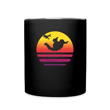 Retro Fallschirmsprung Skydiving Skydive Vintage - Tasse einfarbig - Schwarz - Vorne