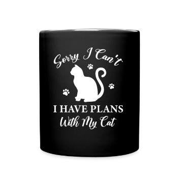 Sorry I Have Plans With My Cat - Cat Lady - Full Colour Mug - black - Front