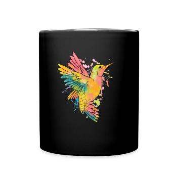 Kolibri Aquarell Bunte Kolibri Kolibri Vogel - Tasse einfarbig - Schwarz - Vorne