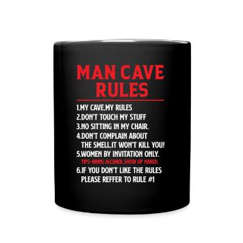 Man Cave Rules - Mancave Joke - Tasse einfarbig - Schwarz - Vorne
