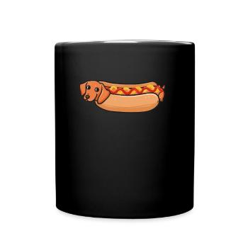 Hotdog Hot Dog Lustiger Cartoon Lebensmittel Hund - Tasse einfarbig - Schwarz - Vorne