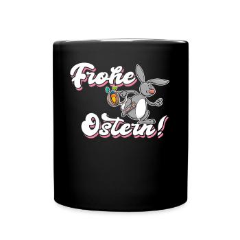 Frohe Ostern Geschenk Osterhase - Tasse einfarbig - Schwarz - Vorne