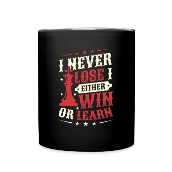 Je ne perds jamais, je gagne ou j’apprends les échecs - Mug uni - noir - Devant
