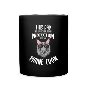 Dad Under Protection Maine Coon Cat Breeds - Full Colour Mug - black - Front
