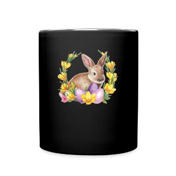 Lapin de Pâques Joyeuses Pâques - Mug uni - noir - Devant