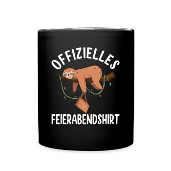 Faultier Endlich Chillen FEIERABENDSHIRT Geschenk - Tasse einfarbig - Schwarz - Vorne