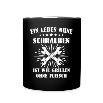 Schrauber Mechaniker Autoschrauber - Tasse einfarbig - Schwarz - Vorne