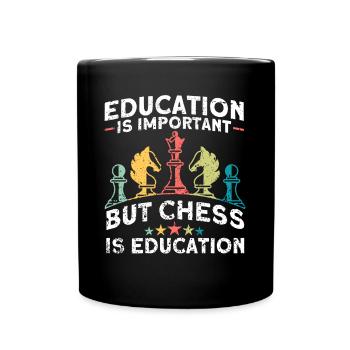 Schach Schachfigur Schachspieler - Tasse einfarbig - Schwarz - Vorne