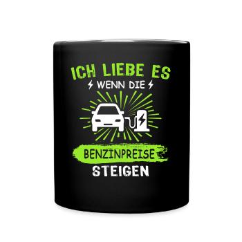 Eauto Elektroauto E-Auto - Tasse einfarbig - Schwarz - Vorne