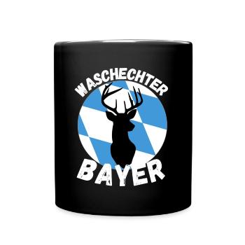 Waschechter Bayer - Boarisch Hirsch - Tasse einfarbig - Schwarz - Vorne