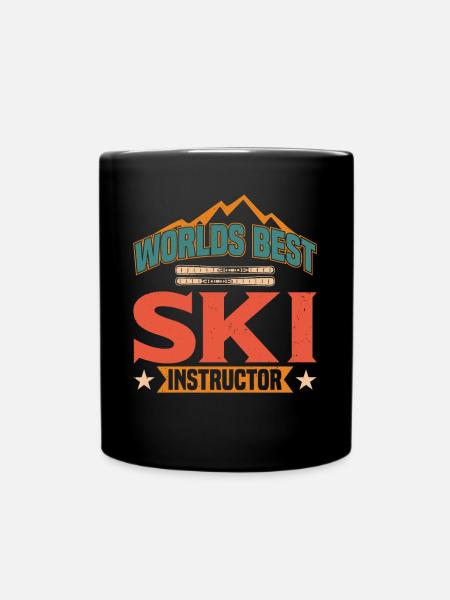 Skifahrer Skifahren Ski - Ensfarvet krus - sort