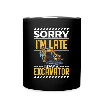 Construction vehicle worker excavator - Full Colour Mug - black - Front