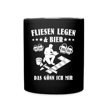 Fliesenleger Bier Fliesen - Tasse einfarbig - Schwarz - Vorne