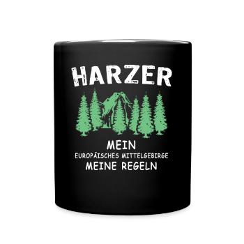 Harz Sprüche Harzer - Tasse einfarbig - Schwarz - Vorne
