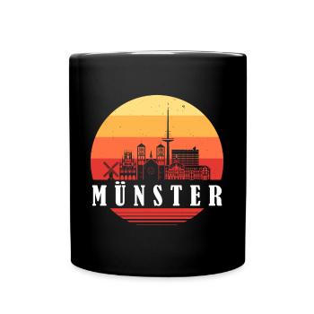 Münster Retro Skyline - Tasse einfarbig - Schwarz - Vorne