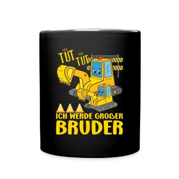 Großer Bruder Verkündung Ich werde Bagger Brüder - Tasse einfarbig - Schwarz - Vorne