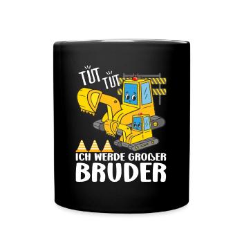 Ich Werde Großer Bruder Verkündung Bagger Brüder - Tasse einfarbig - Schwarz - Vorne