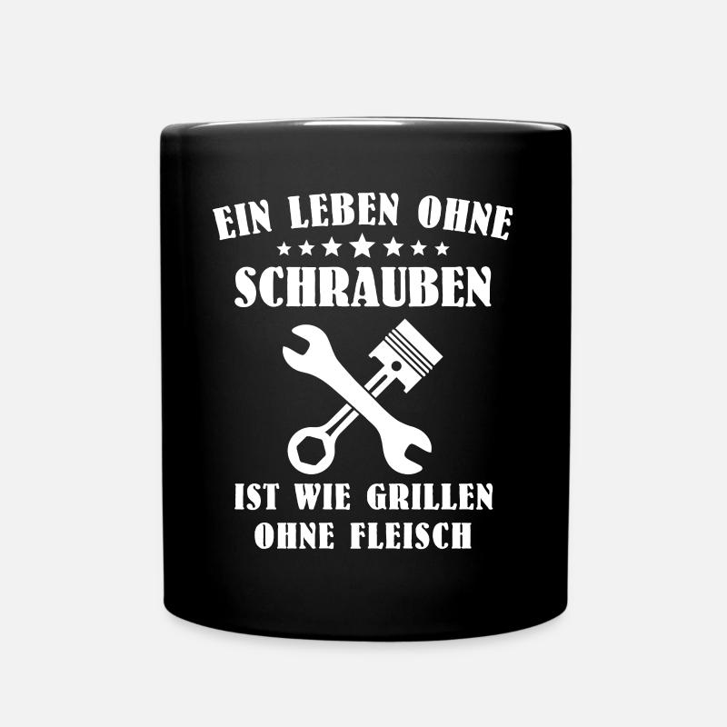 Schrauber Grillen Schrauben Autoschrauber - Tasse einfarbig - Schwarz