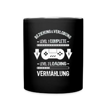 Level Ehemann Loading JGA Männer Computer Nerds - Tasse einfarbig - Schwarz - Vorne