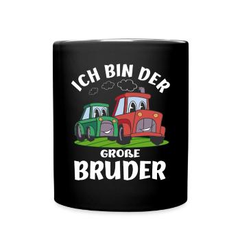 Ich Bin der Grosse Bruder Traktor Geschwister - Tasse einfarbig - Schwarz - Vorne