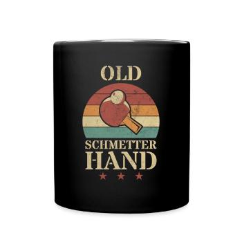 Old Schmetter Hand Tischtennis Tischtennis Opa - Tasse einfarbig - Schwarz - Vorne