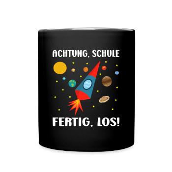 Einschulung Junge Rakete Schultüte Schulanfänger - Tasse einfarbig - Schwarz - Vorne
