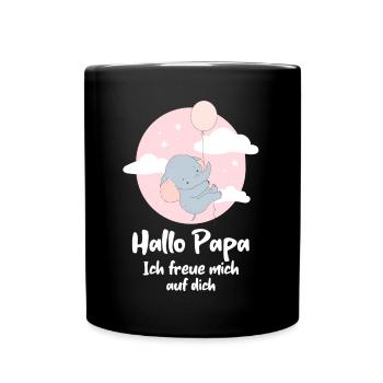 Hallo Papa ich freue mich auf dich du wirst Papa - Tasse einfarbig - Schwarz - Vorne