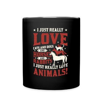 Chats,Chiens,Chevaux,Lapins - Amoureux des animaux - Mug uni - noir - Devant