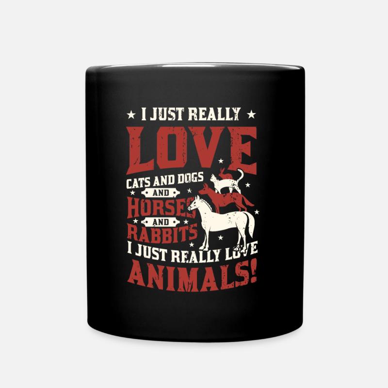 Chats,Chiens,Chevaux,Lapins - Amoureux des animaux - Mug uni - noir