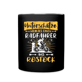 Rostock Fahrrad Rostocker Radfahrer - Tasse einfarbig - Schwarz - Vorne